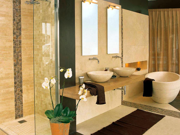 Casa de banho moderna em frescos