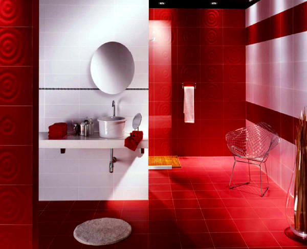 Casa de Banho em tons de vermelho fresco