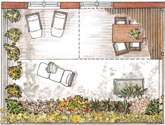 Planta de jardim com duas zonas para a sua varanda