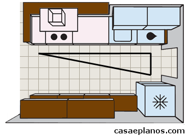 Layaut de cozinha em linha com 10 metros