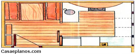 Layout da cozinha e a sala de jantar após a remodelação