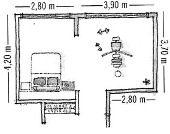 Layout de quarto para fitness