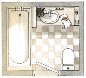 Casa de banho compacta com banheira