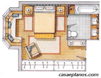 Planta de quarto com casa de banho