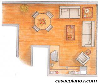 Planta de uma sala com dois sofÃ¡s em L