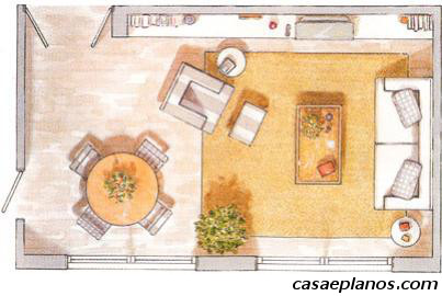 Planta de uma sala com sofÃ¡ e uma poltrona