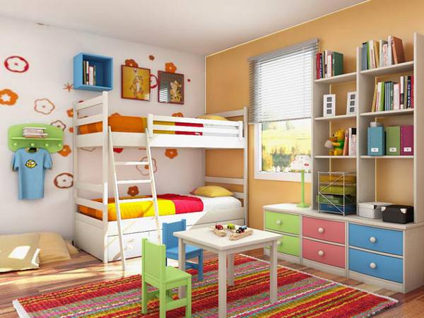 Quarto colorido para as meninas